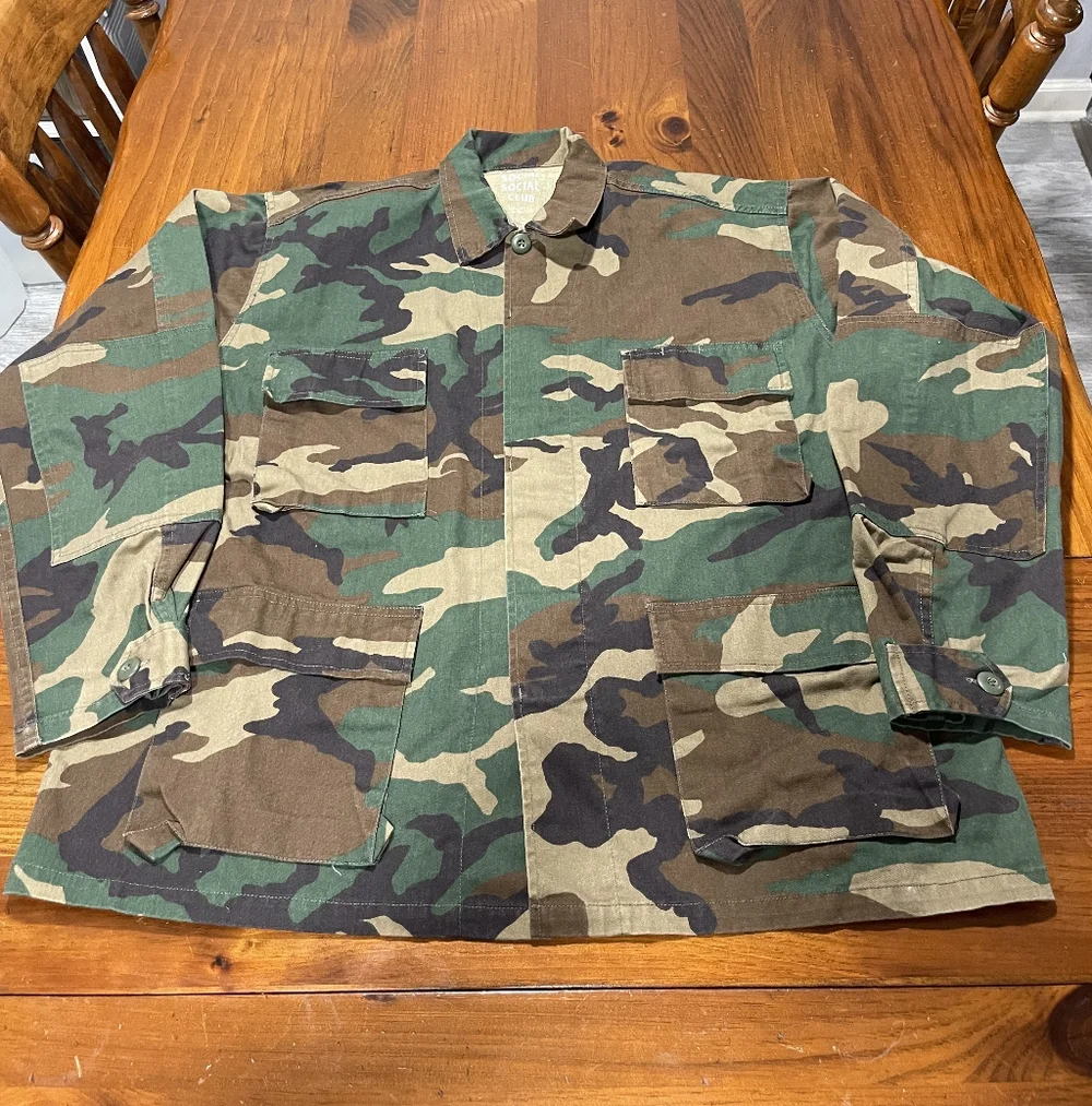 ANTI SOCIAL SOCIAL CLUB Men's 100% Cotton CAMO Cargo Utility Jacket Size‎ Large
